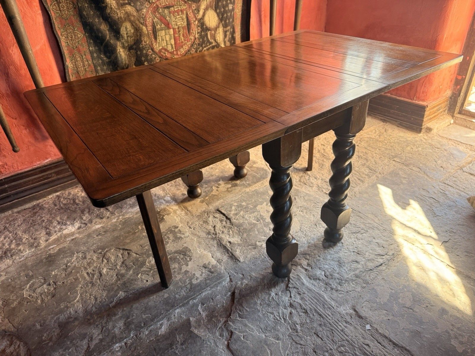 Rustic Farmhouse Twisted Barley Vintage Drop Leaf Breakfast Kitchen Dining Table photo Furniture