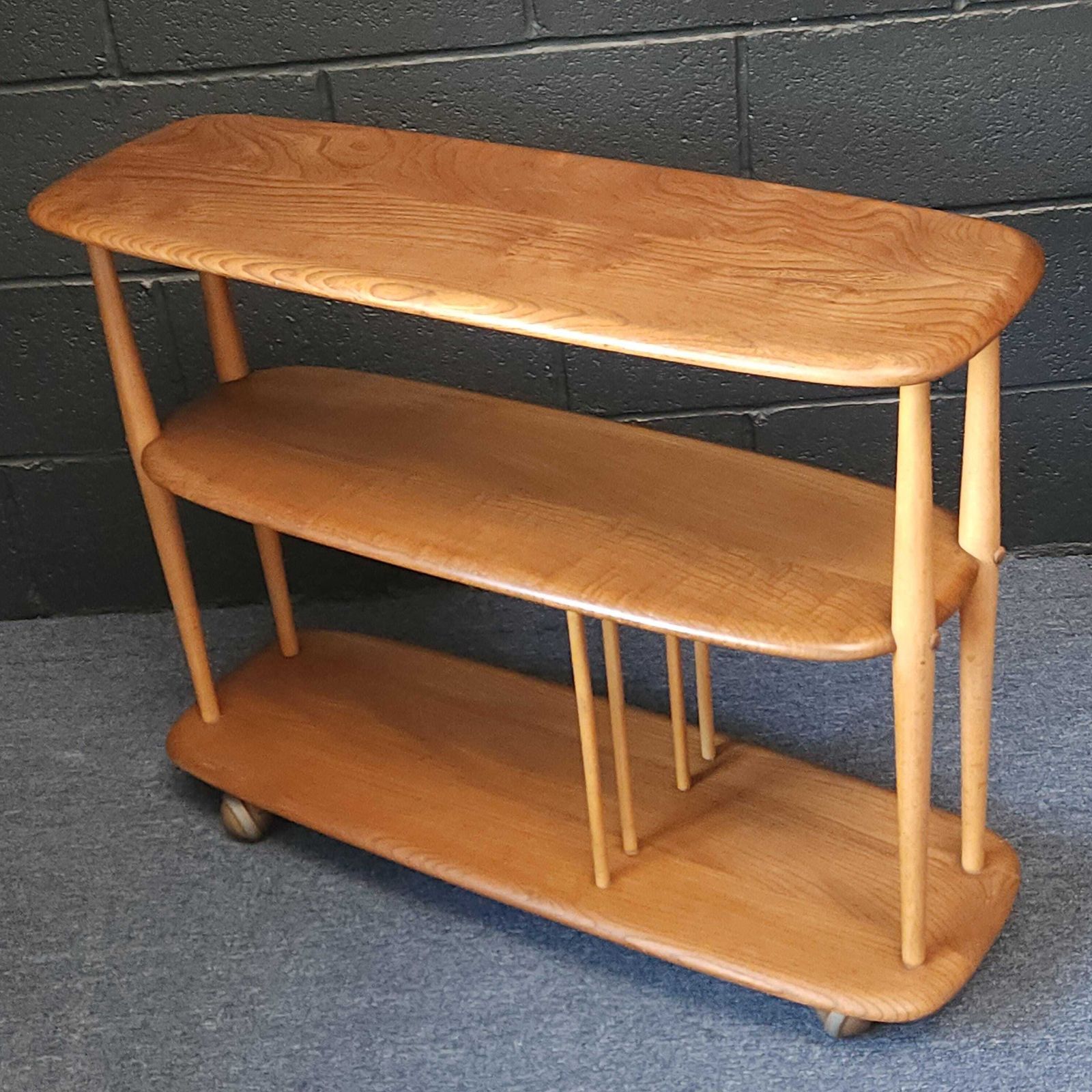 Ercol, Lucian Ercolani, Baby Giraffe Trolley Bookcase Circa 1960's, Model 361 photo vinterior