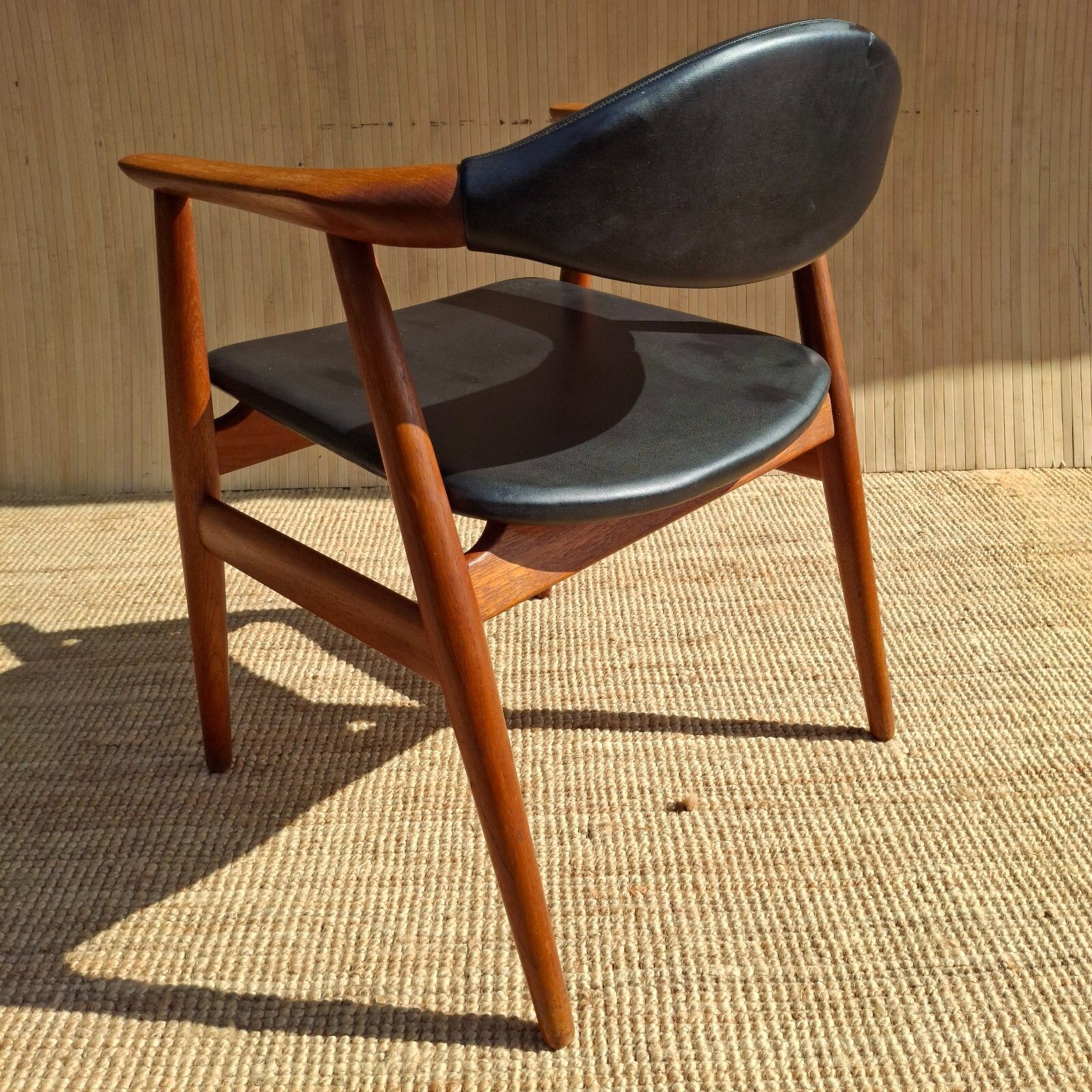 photo for sale Fab Mid Century Danish 1960s Erik Kirkegaard For Glostrup Teak Black Armchair