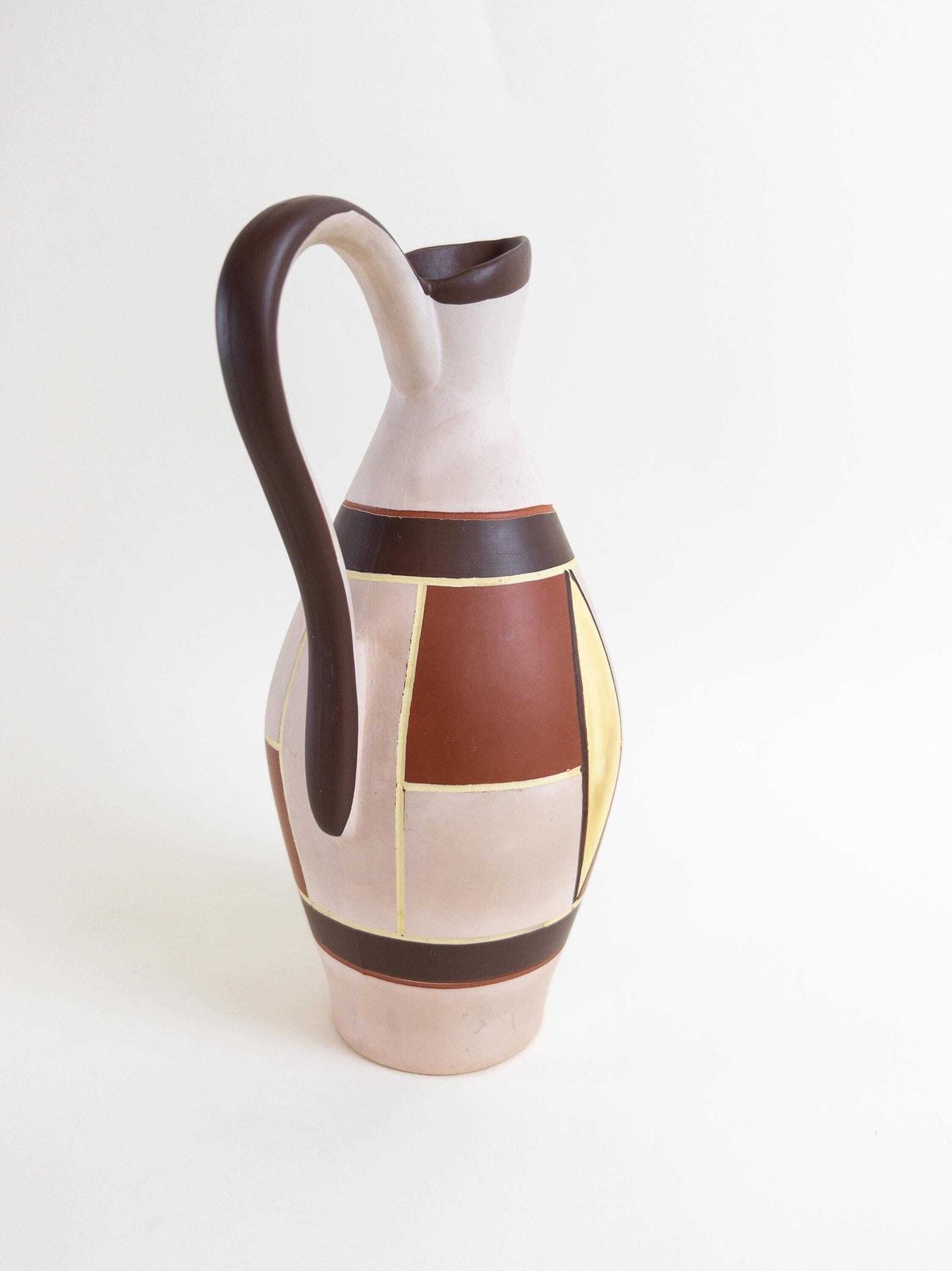 Sawa Keramik Vase With Handle   1950s Mid Century West German Pottery   Sgraffito Terracotta Pottery photo vinterior