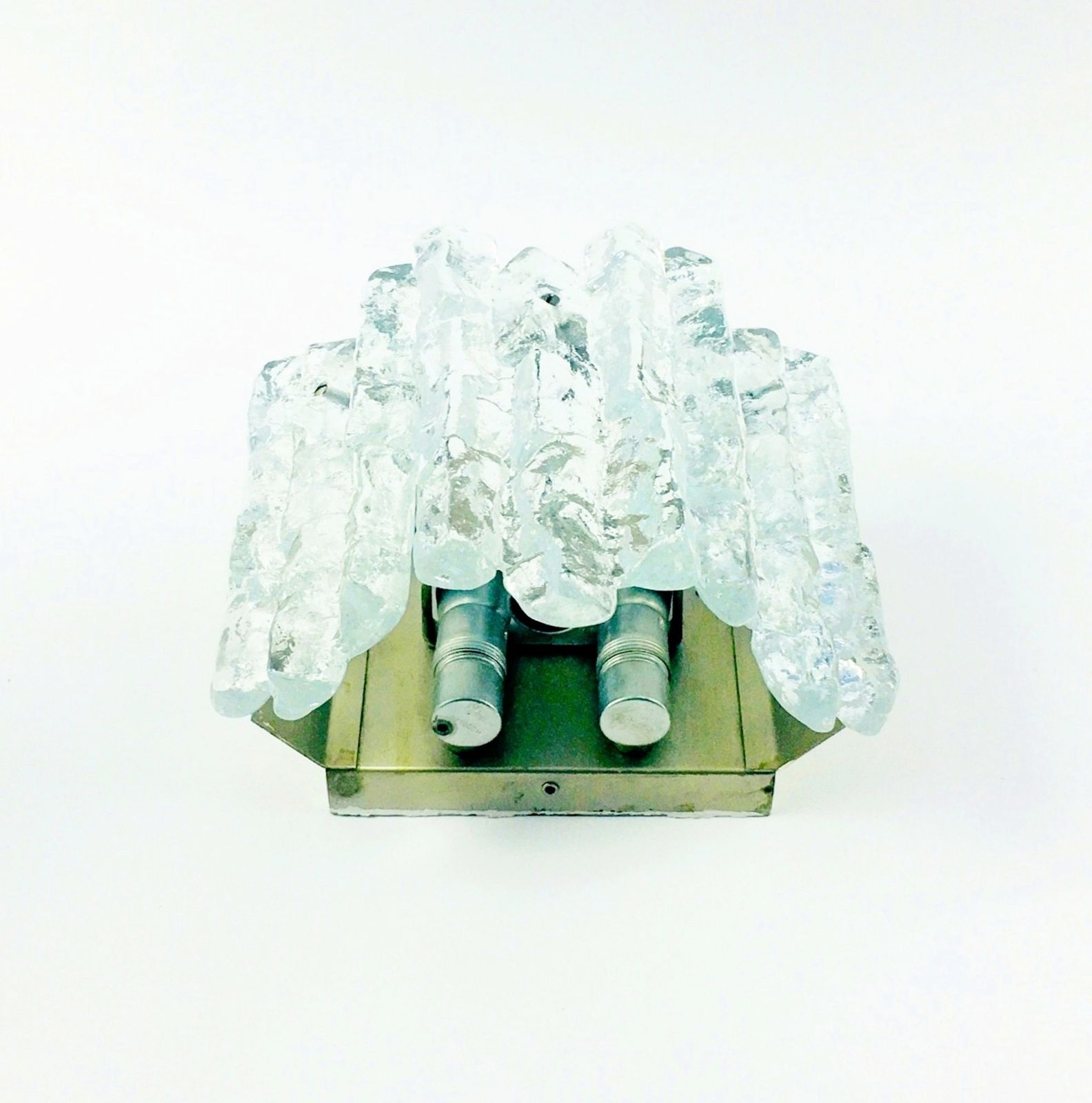 Pair Of Mid Century Ice Glass Wall Lamps By J.T. Kalmar For Kalmar Franken, Austria, 1960s photo buy