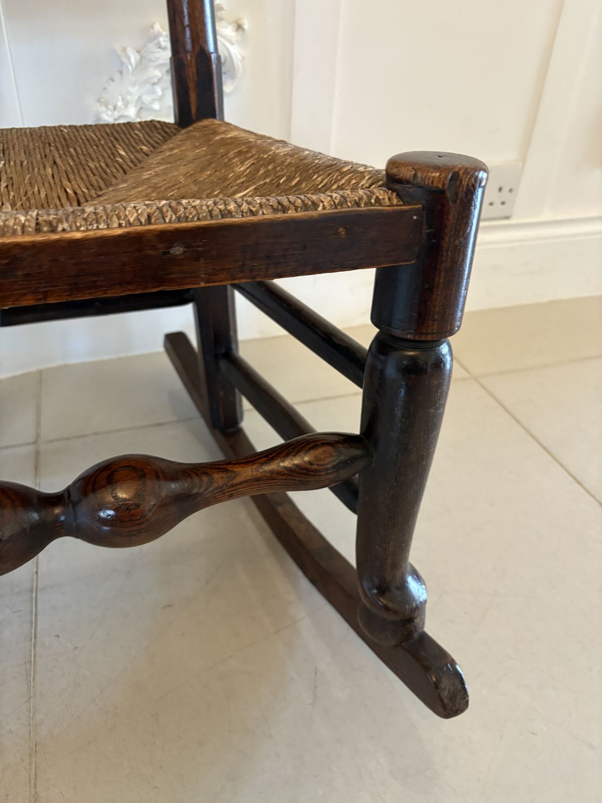 Unusual 18th Century Antique Oak Ladder Back Rocking Chair photo furniture