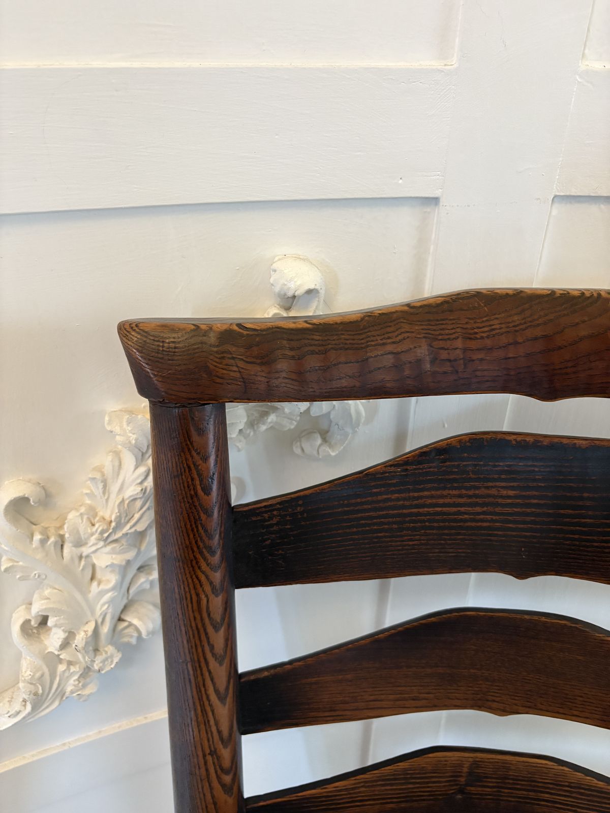 photo for sale Unusual 18th Century Antique Oak Ladder Back Rocking Chair