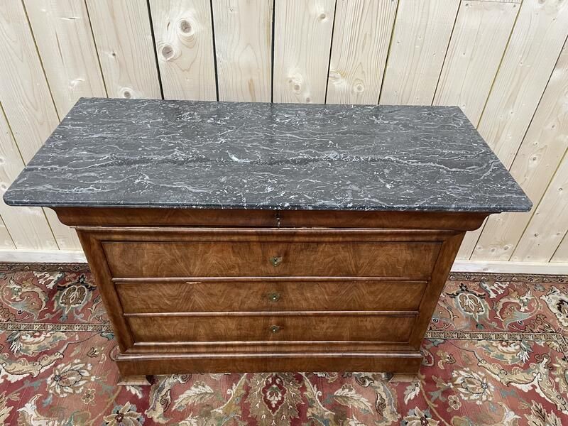 Commode époque Louis Philippe En Acajou Clair Et Marbre Gris photo buy