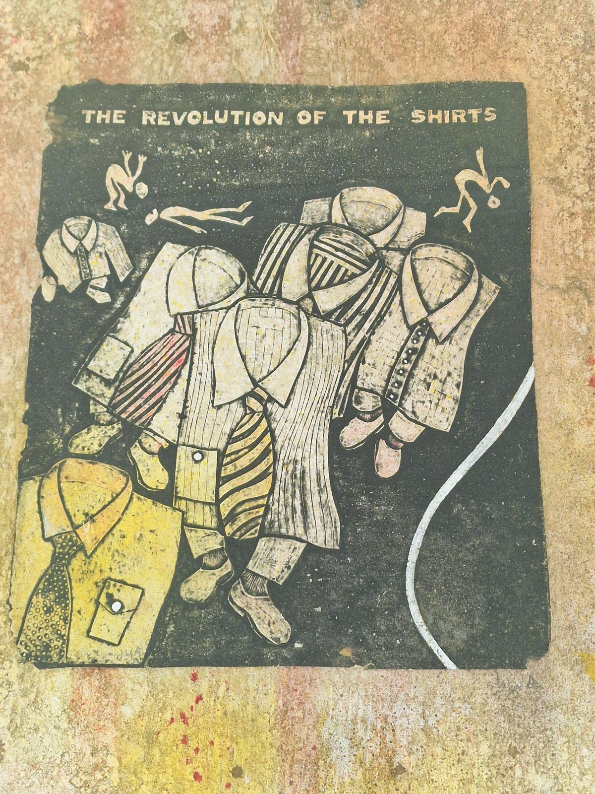 Rare Artist's Proof, Jim W Anderson Re, "Faceless Horde (The Revolution Of The Shirts)", Collagraph On Handmade Paper, Framed,1989 photo Art