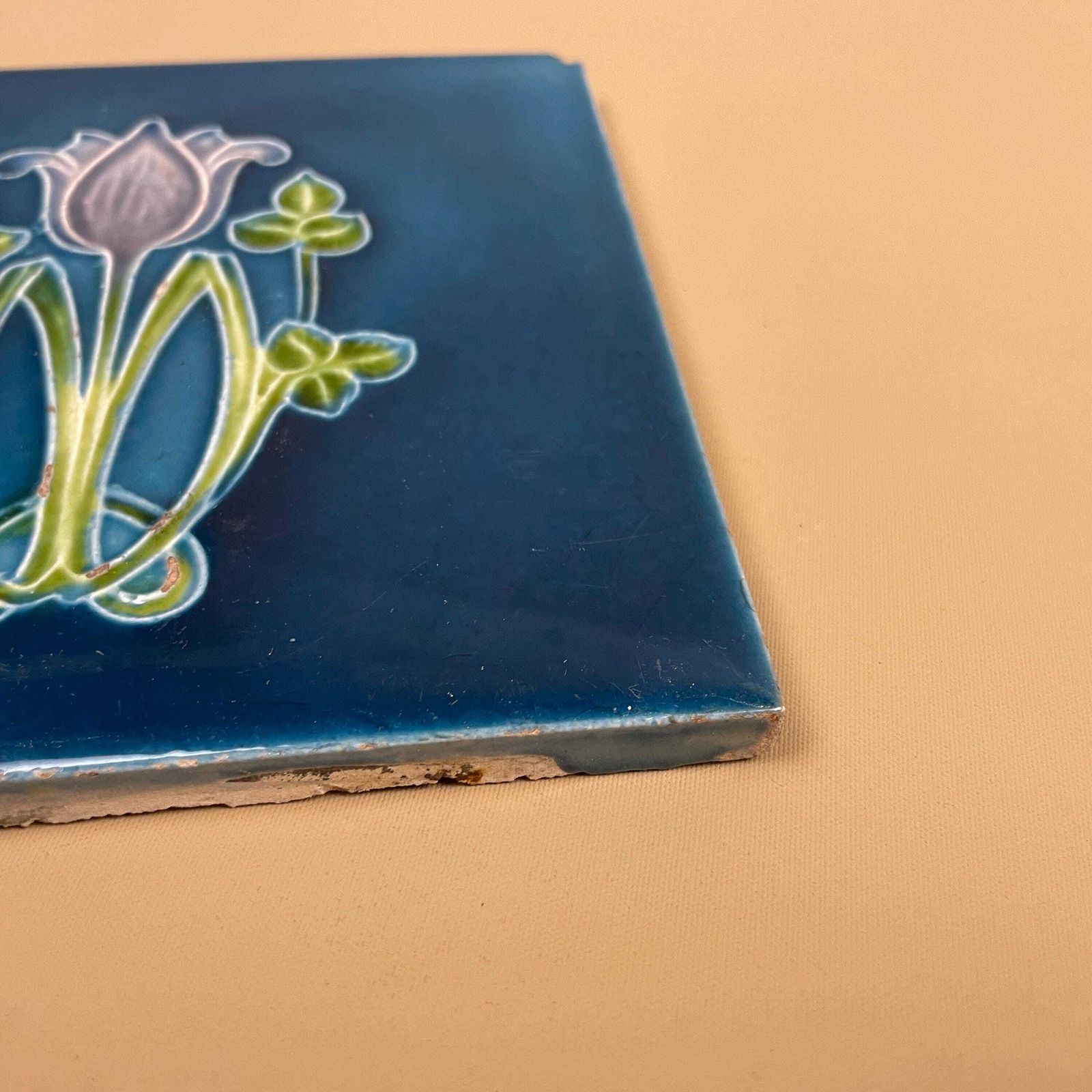 Antique Vintage Floral Tile Ceramic Square Old Floral Pattern 15.5x15.5cm Placemat Patterned Decorative Victorian Coaster Plant Stand Brown photo Home Fixtures