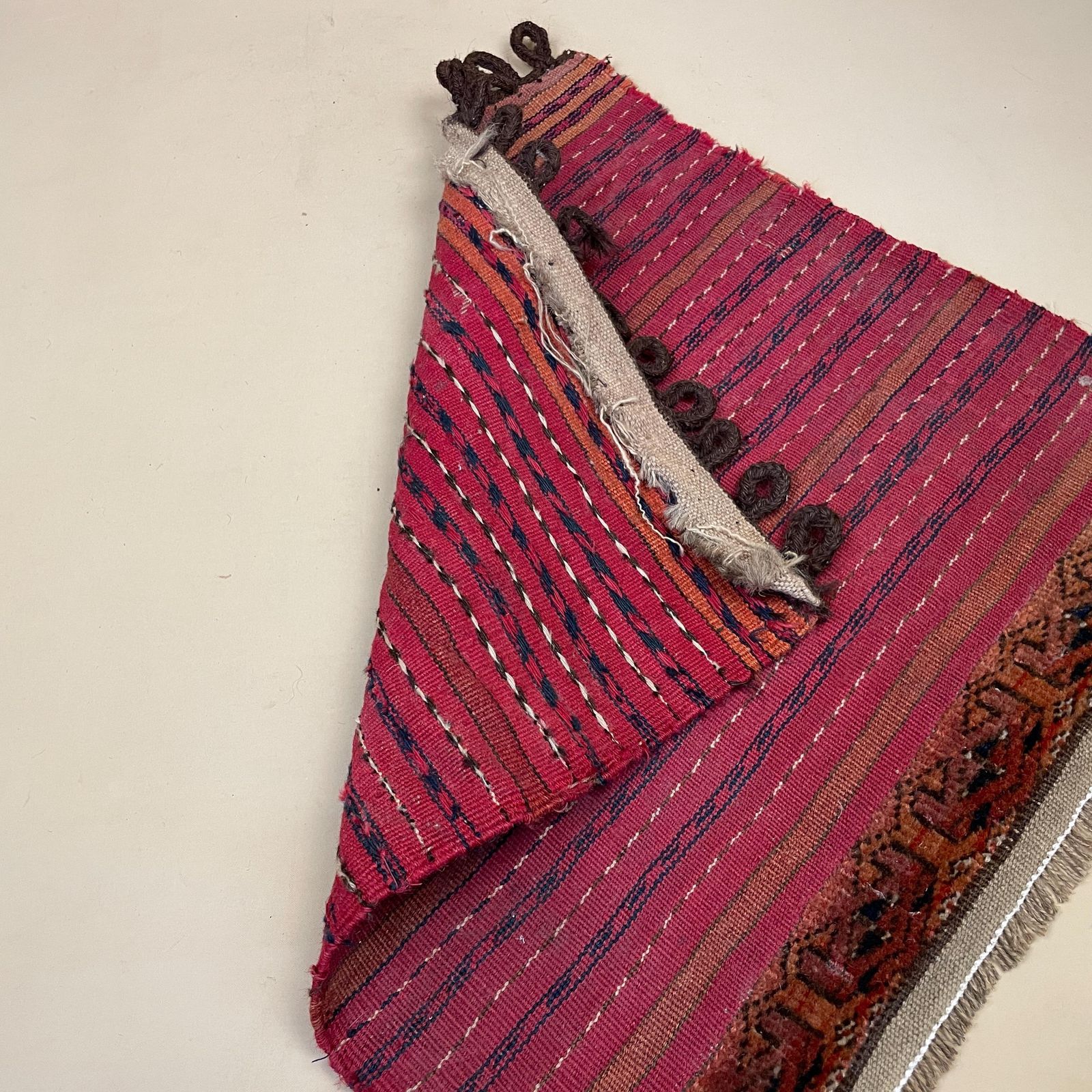 Antique Woven Rug Carpet Mat Square Fabric Upholstery Wool Vintage Pattern Woven Handmade Textile 51x50cm Thin Weave Kilim Wall Hanging photo buy