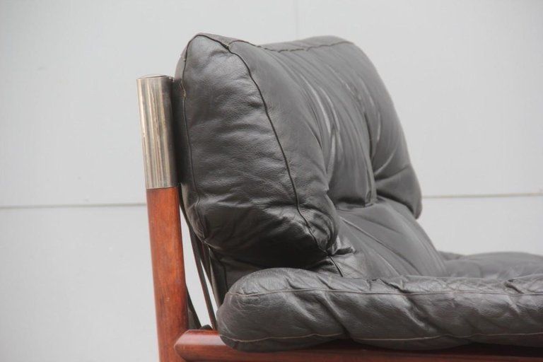Sormani Carlo De Carli Pair Of Armchairs Black Leather Italian Design, 1960s photo 5400.0