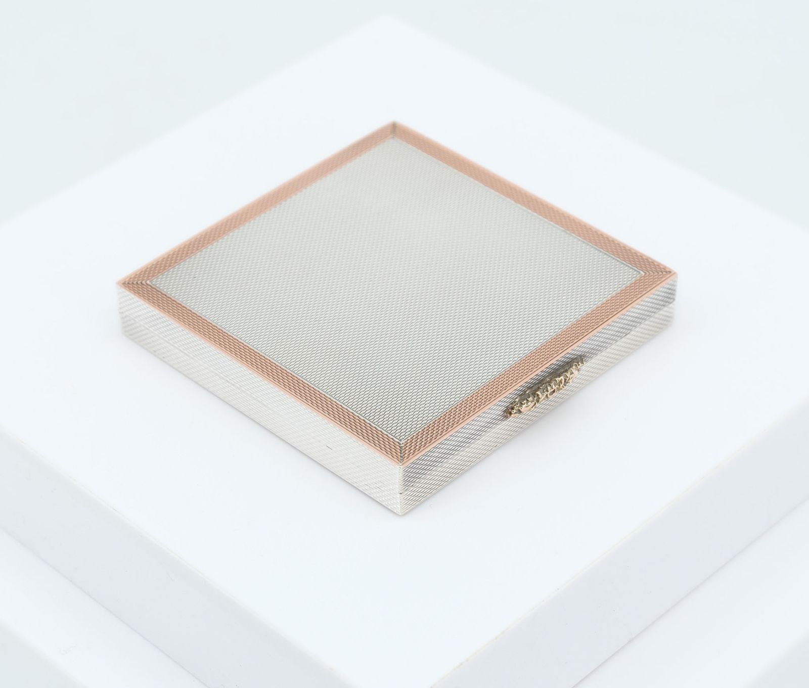 Elizabeth II Sterling Silver & Rose Gold Compact By Garrard And Co Hallmarked 1956 Mid Century photo furniture