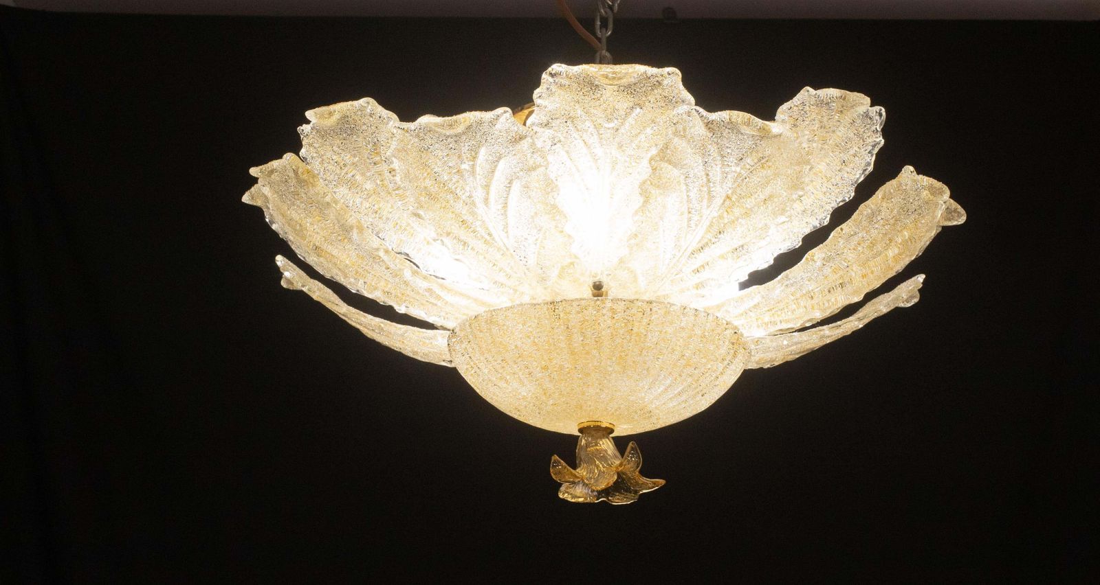 Portofino, Murano Glass Gold Flush Mount, 1970s photo for sale