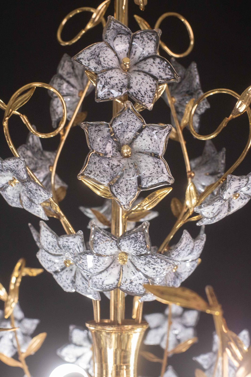 Fantastic Rare Murano Chandelier Full Of Black Flowers, 1970s photo vinterior