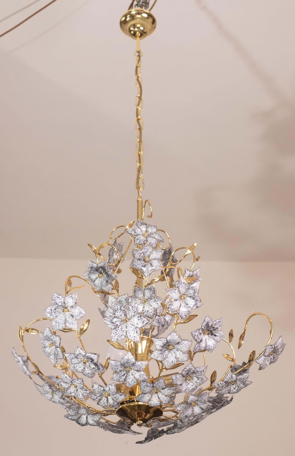 3506.0 Fantastic Rare Murano Chandelier Full Of Black Flowers, 1970s photo
