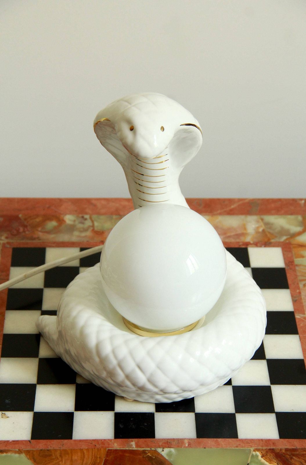 Serpe, Vintage Ceramic Snake Lamp By Avorin, Italy, 1970s photo Lighting