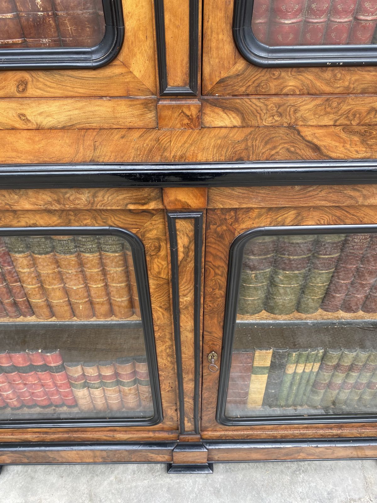 photo furniture Stunning 19th Century French Walnut & Ebony Library Bookcase