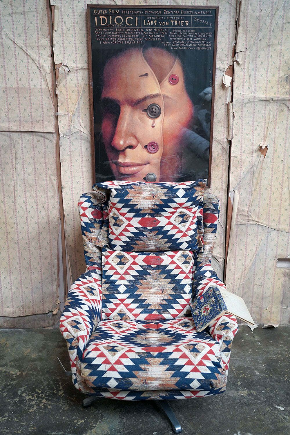 photo for sale A Late 20thc Maimana Kilim Upholstered Swivel Lounge Armchair C.1980