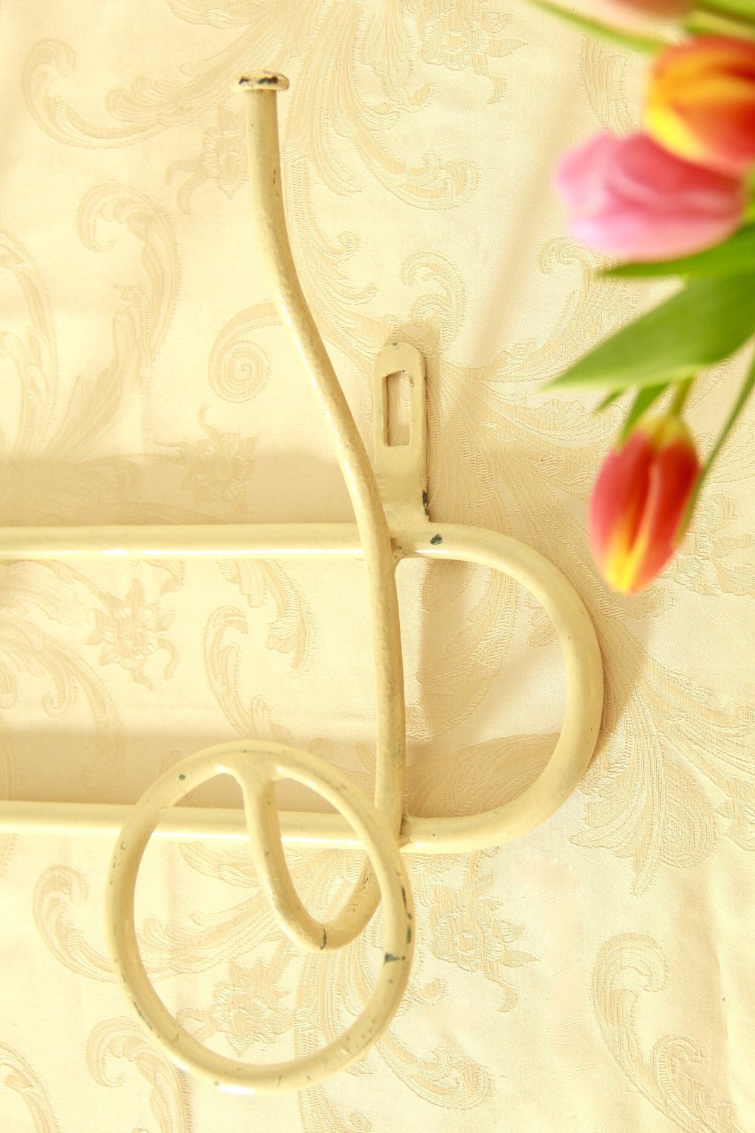 Fero, Antique Ivory Iron Coat Rack, Italy, 1930s photo for sale