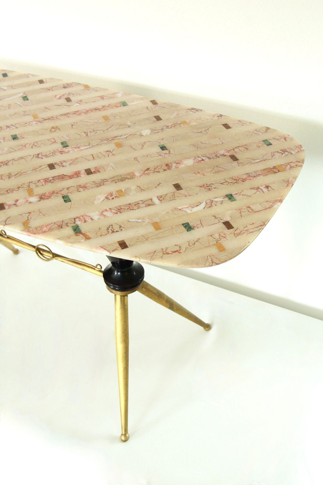 Malvasia, Antique Mid Century Marble And Brass Coffee Table, Italy, 1950s photo Furniture