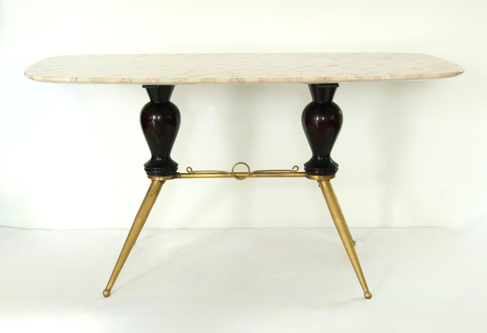 Malvasia, Antique Mid Century Marble And Brass Coffee Table, Italy, 1950s photo vinterior