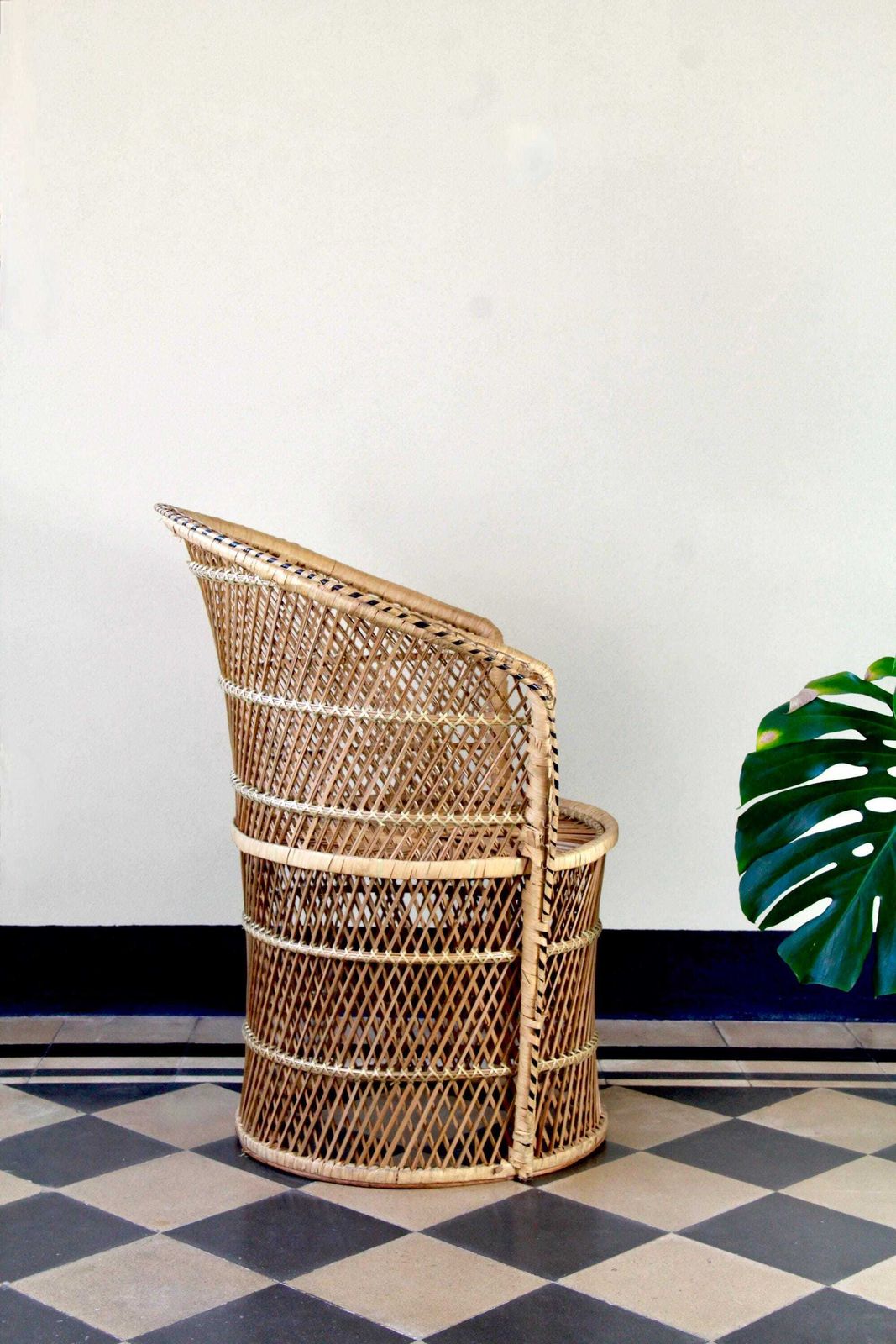 Pavoncina, Vintage Boho Wicker And Bamboo Peacock Adult Chair, Italy, 1980s photo buy