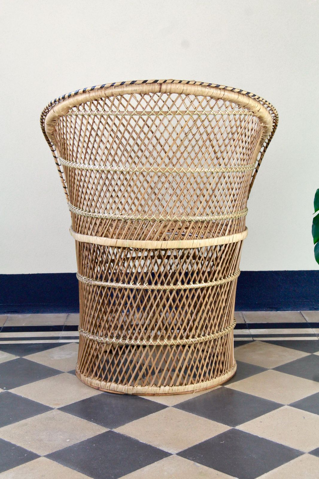 photo furniture Pavoncina, Vintage Boho Wicker And Bamboo Peacock Adult Chair, Italy, 1980s
