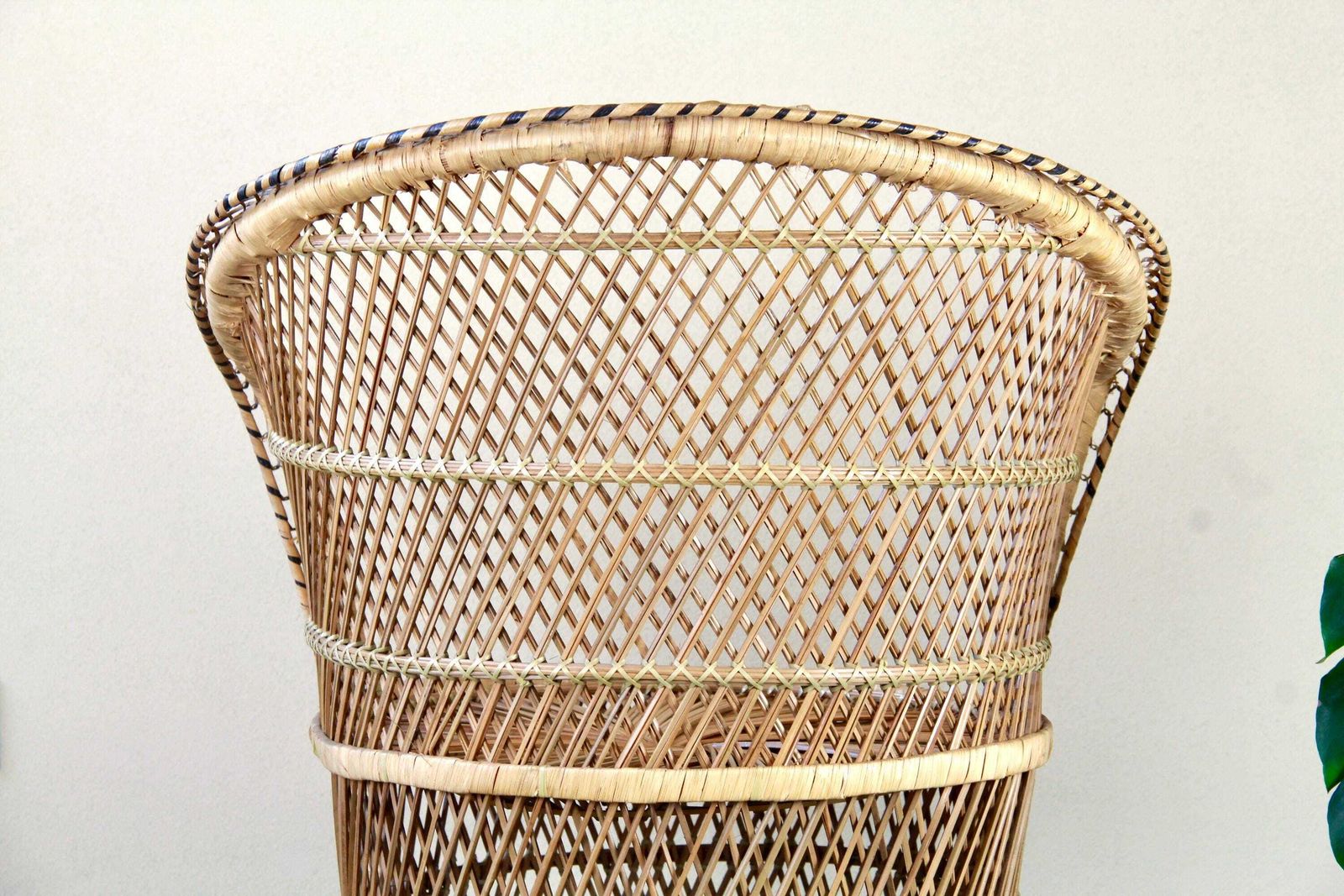 photo for sale Pavoncina, Vintage Boho Wicker And Bamboo Peacock Adult Chair, Italy, 1980s