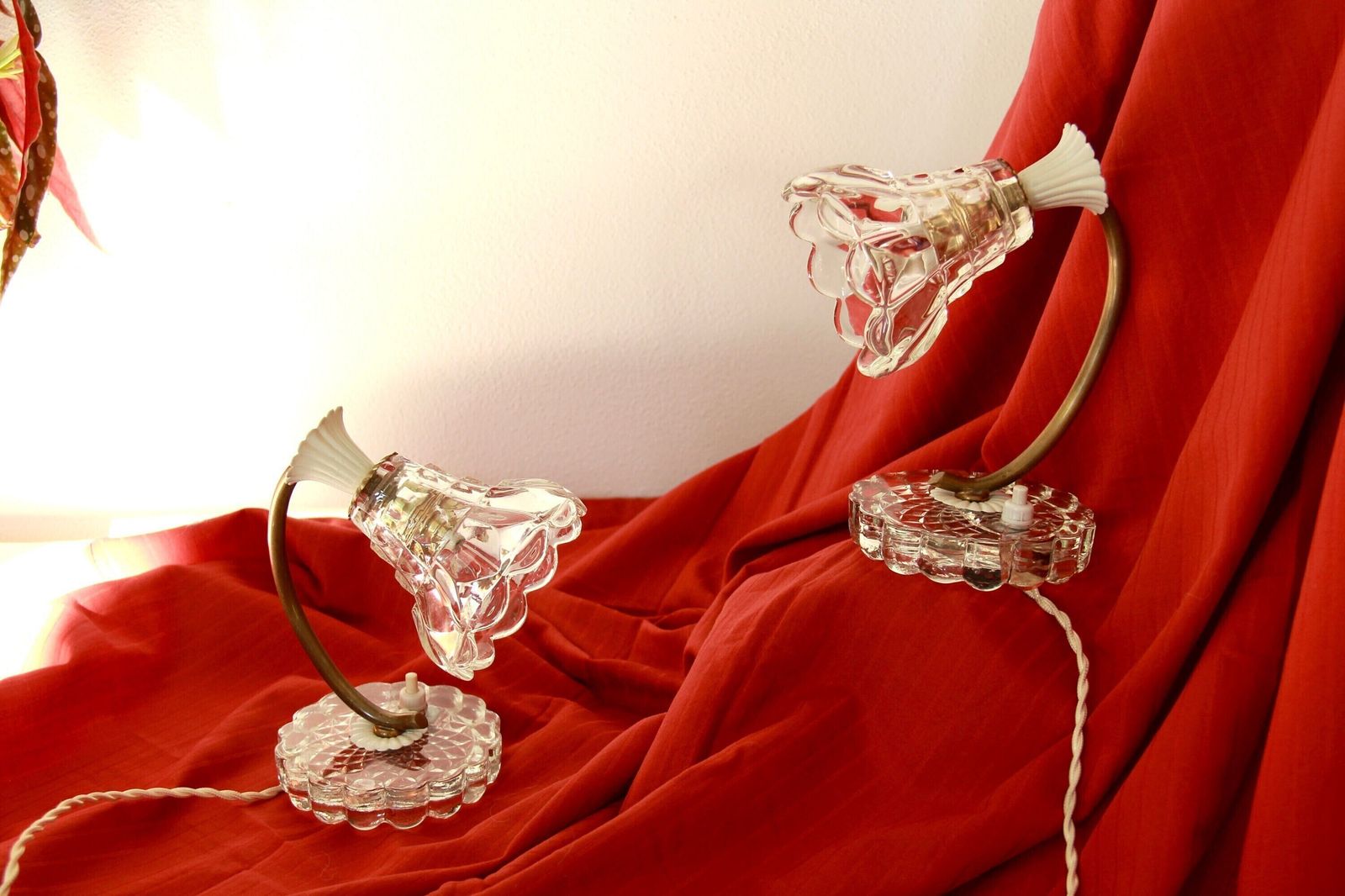Campanule, Antique Art Deco Bedside Table Lamps, Set Of 2, Italy, 1940s