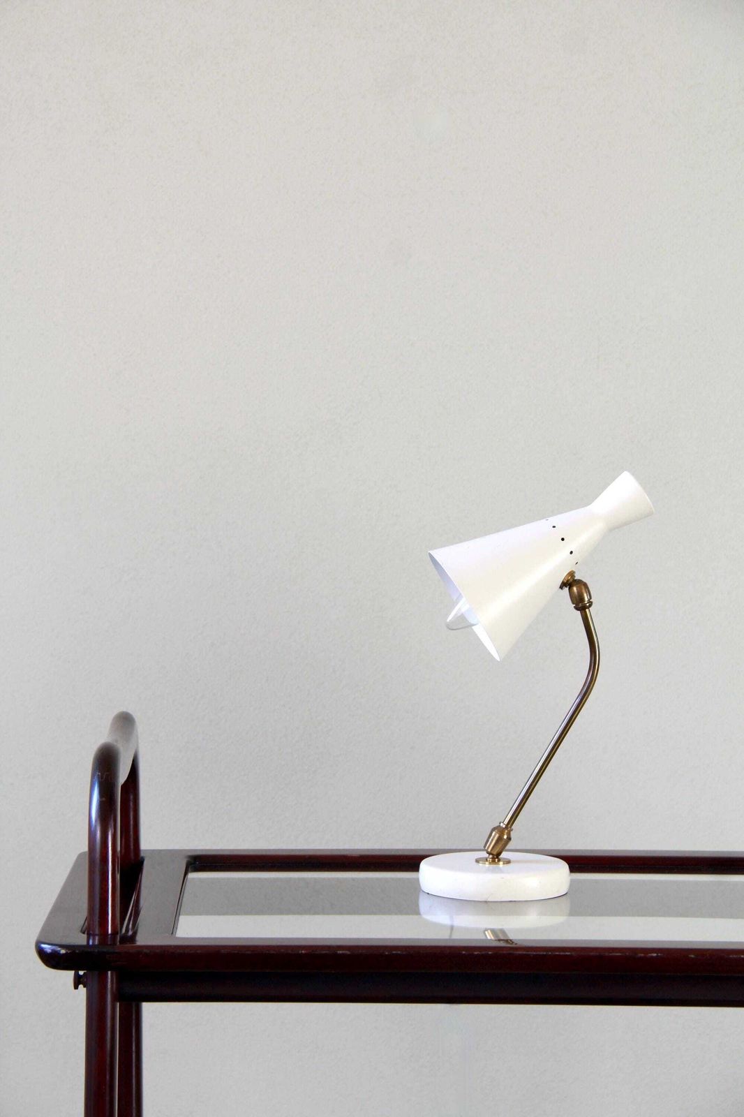 Bianca, Mid Century Diablo Stilnovo Table Lamp, Italy, 1950s photo for sale
