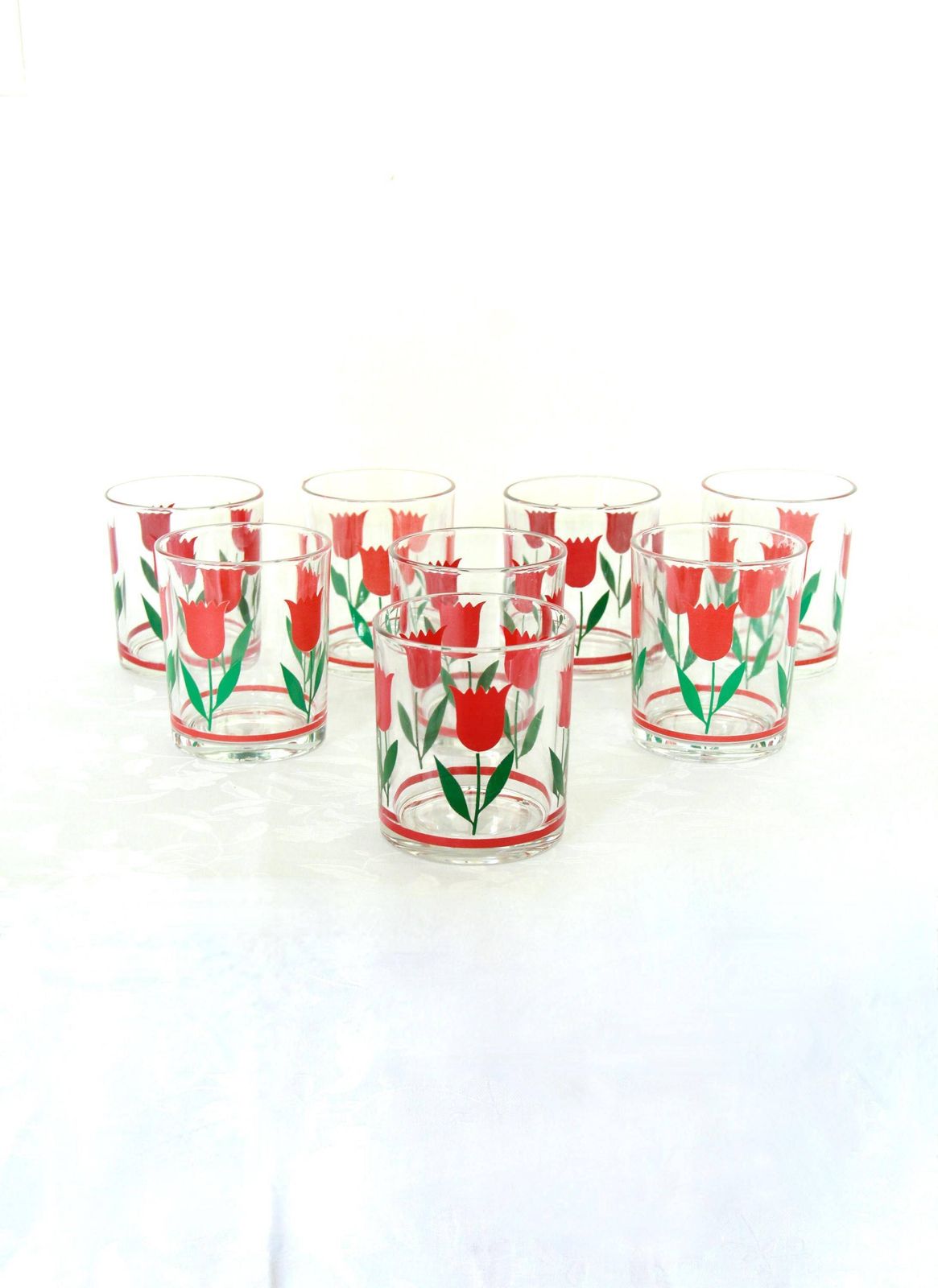 Tulipani, Vintage Tulip Glasses, Set Of 8, Italy, 1970s
