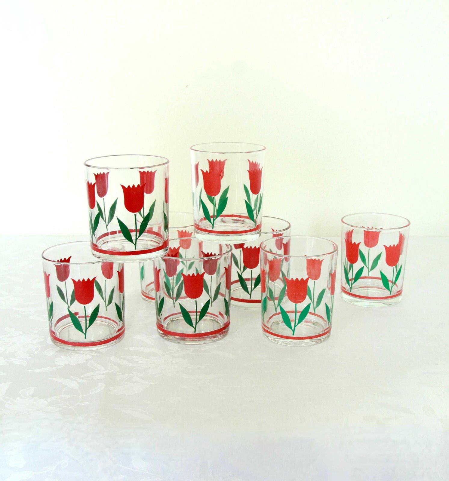 Tulipani, Vintage Tulip Glasses, Set Of 8, Italy, 1970s photo buy