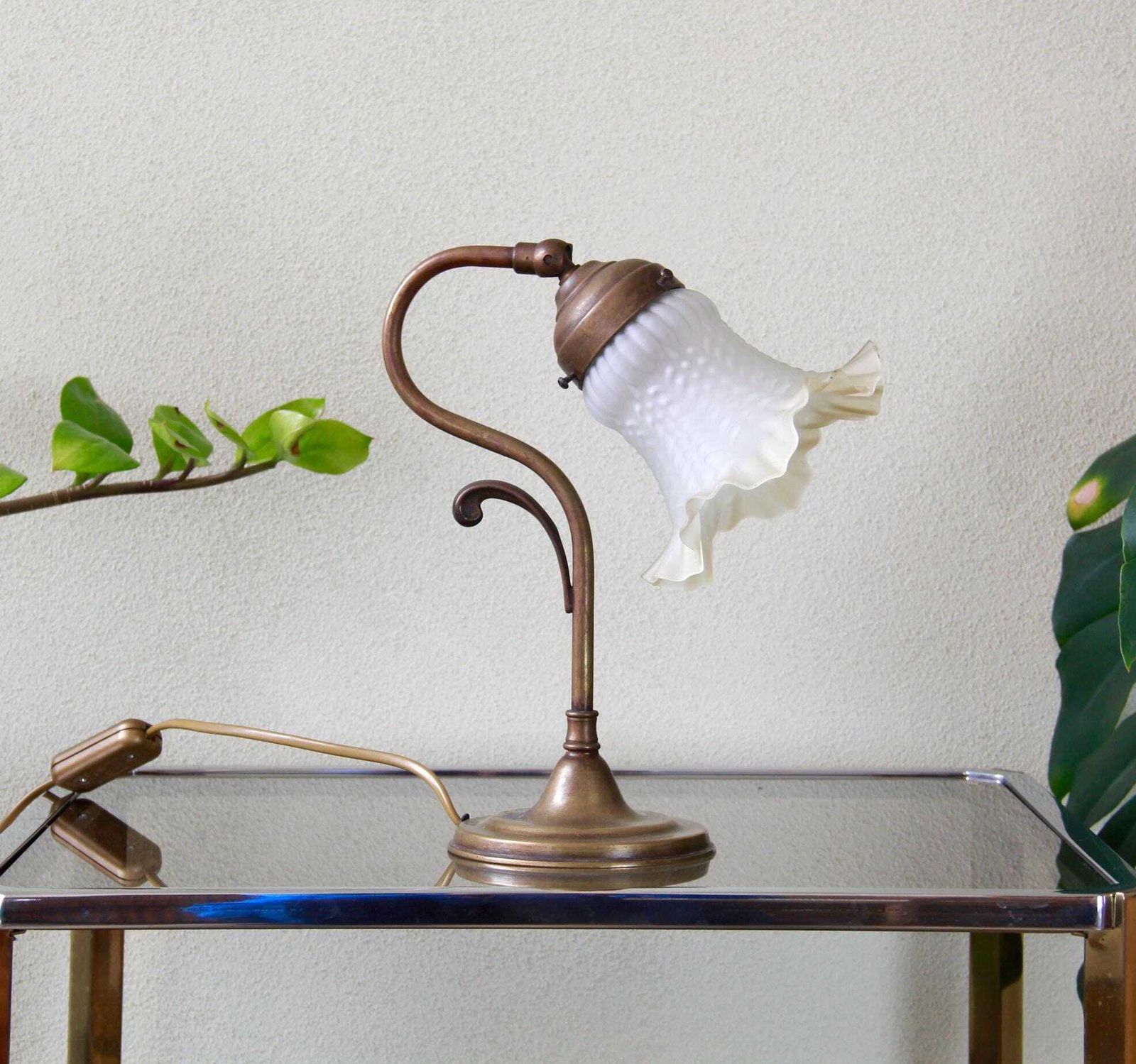 Tulipano, Vintage Art Nouveau Style Table Lamp, Italy, 1980s