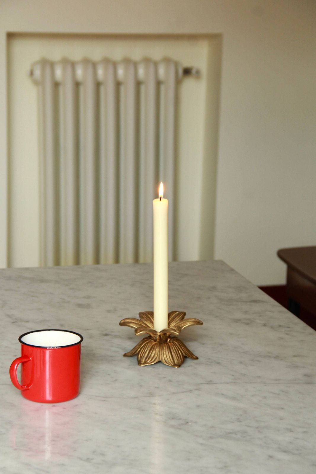 Giglio, Antique Brass Candle Holder, Italy, 1940s