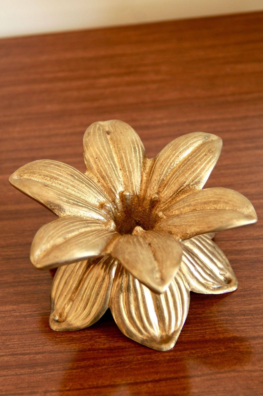 photo furniture Giglio, Antique Brass Candle Holder, Italy, 1940s
