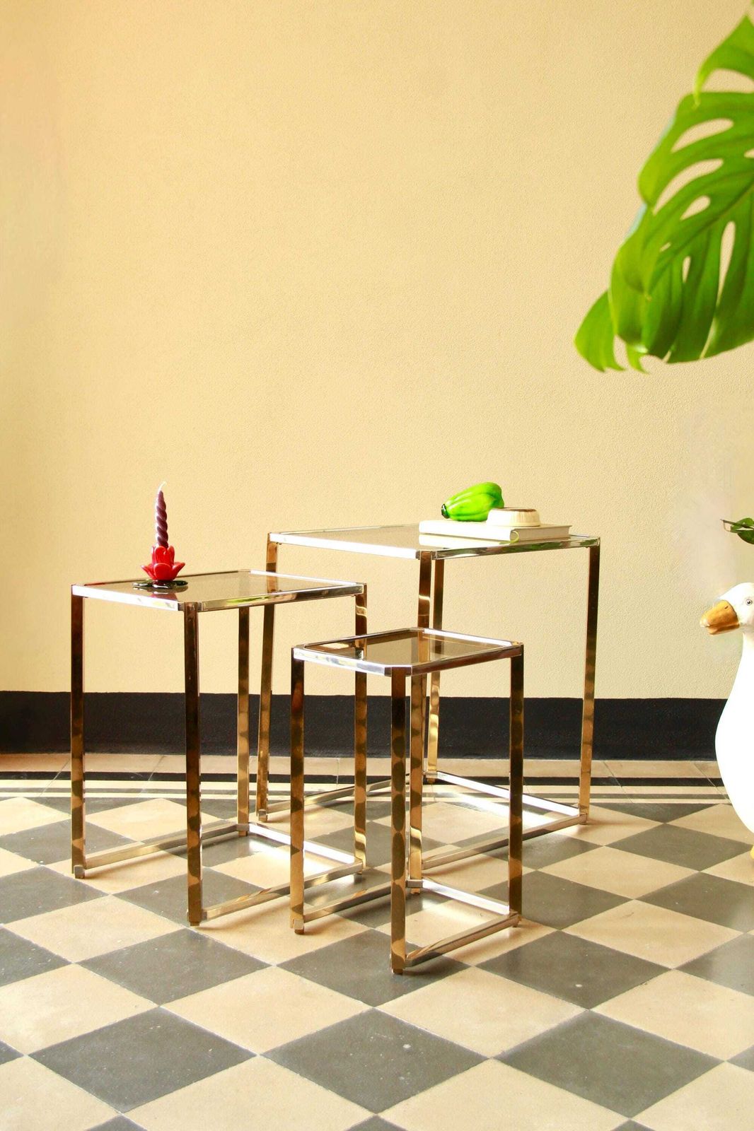 Trittico, Regency Nesting Tables, Set Of 3, Italy, 1970s photo vintage