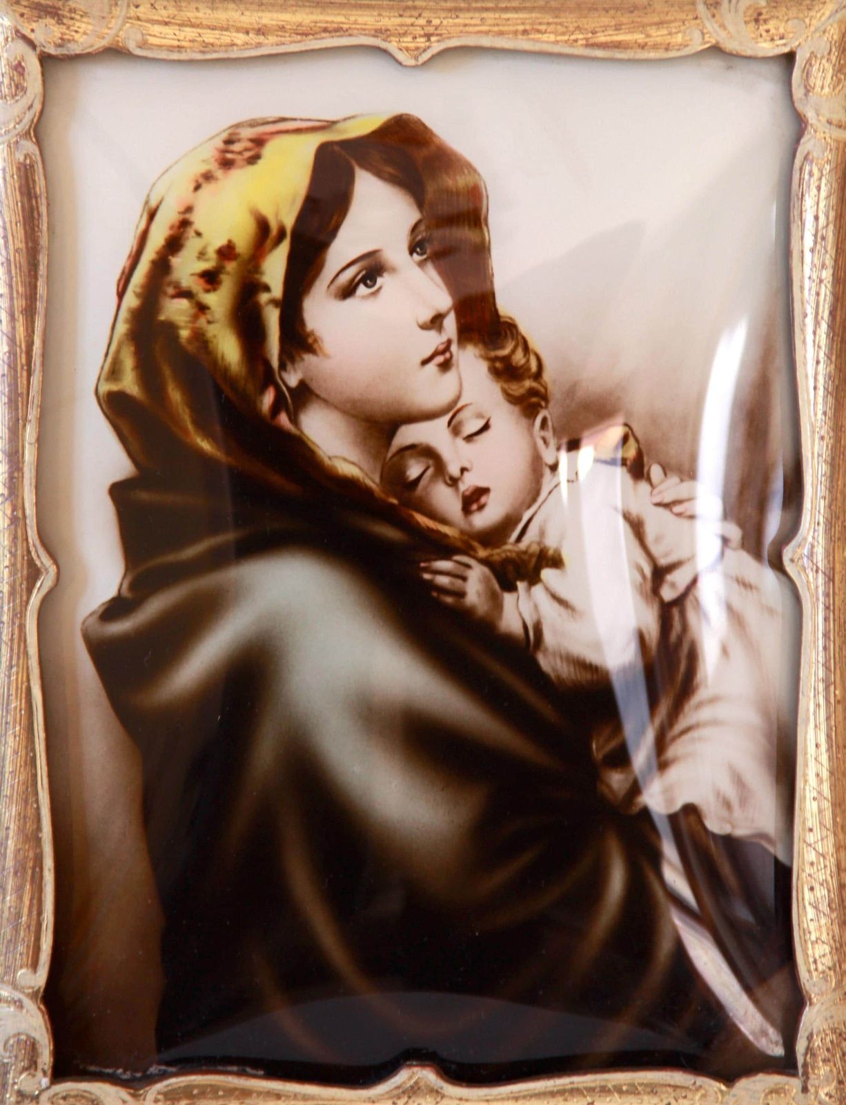 Madonna Del Riposo, Antique Maternity Painting, Italy, 1940s photo for sale