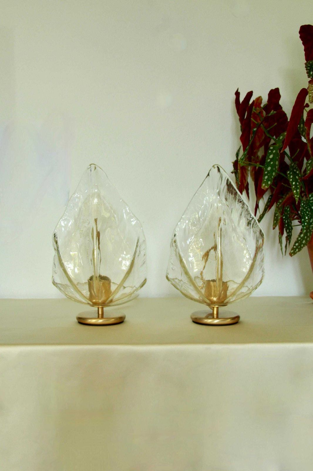 Foglie, Vintage Murano Gold Table Lamp By La Murrina, Italy, Set Of 2, 1970s photo furniture