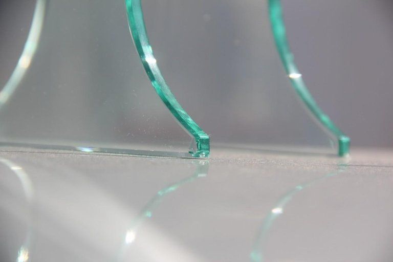 photo for sale Sculptural Oval Crystal Vase Round Incisions Italian Design 1980s Signed Qa
