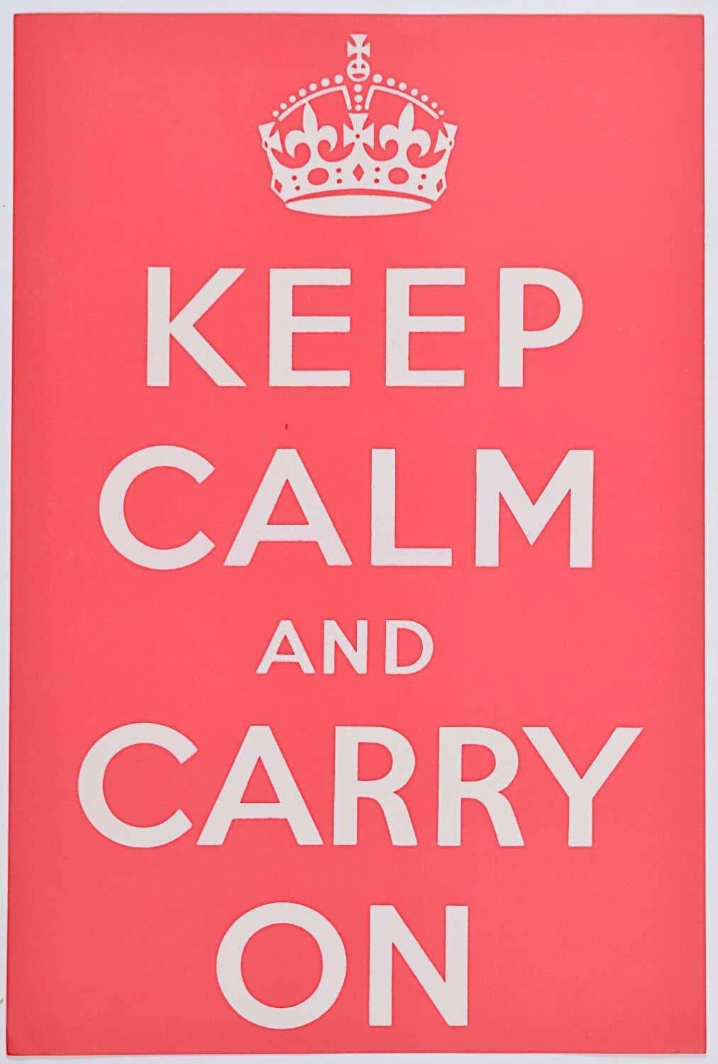 Ernest Wallcousins1939 Original Keep Calm And Carry On Poster (Small Size) Second World War Two1939
