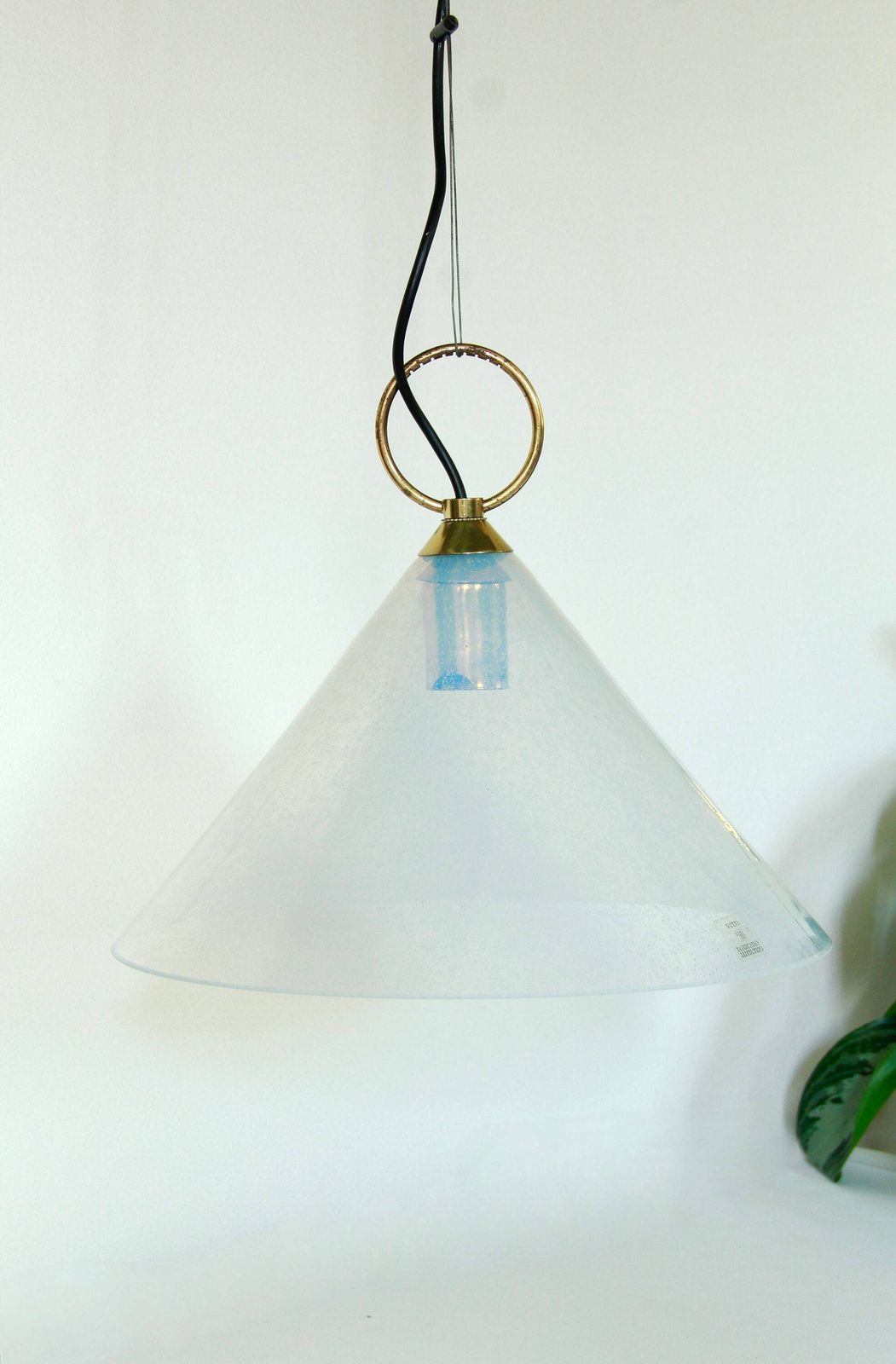 Clematide, Vintage Iridescent Murano Vetri Glass Ceiling Lamp, Italy, 1970s photo Lighting