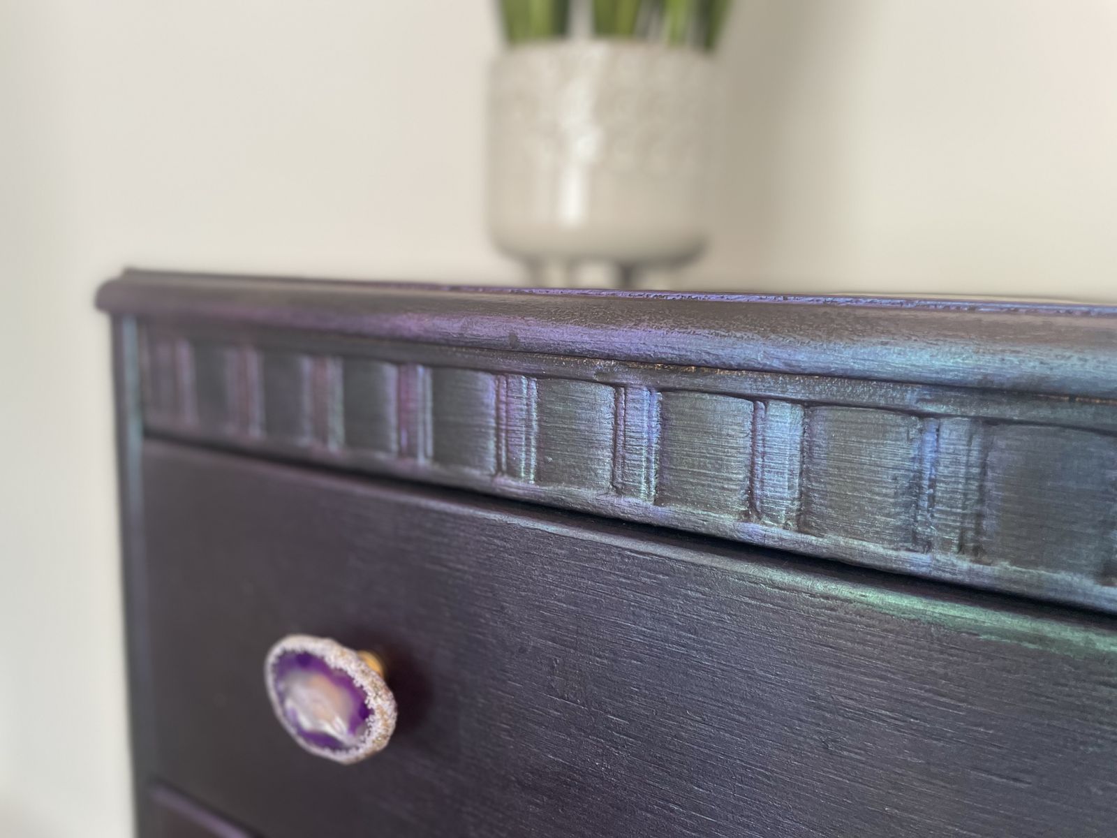 Vintage Harris Lebus, Chest Of Drawers ,Black And Metallics Finish photo vinterior