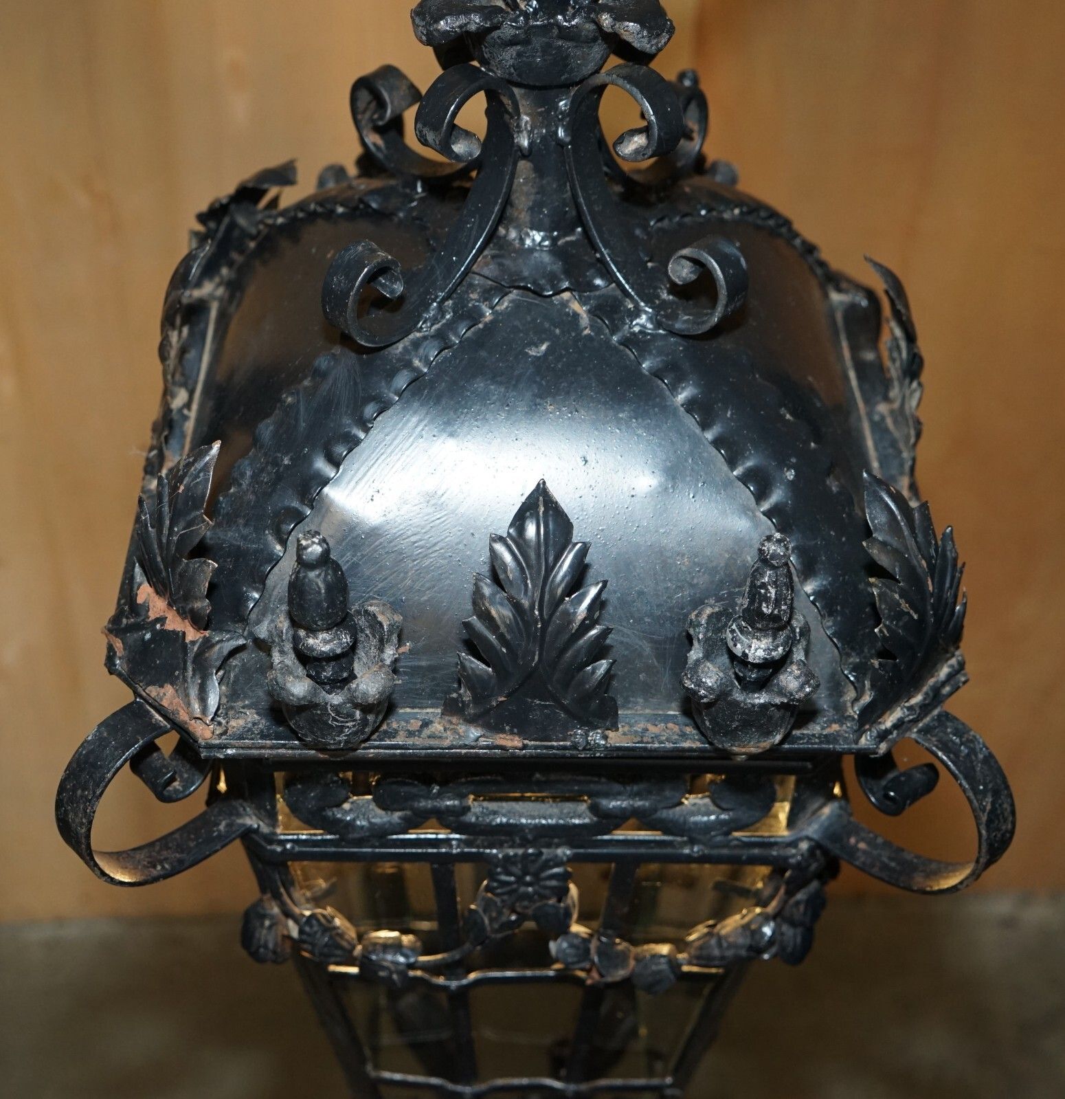 Fine Pair Of Extra Large 20th Century French Parisian Art Deco Hanging Lanterns photo buy