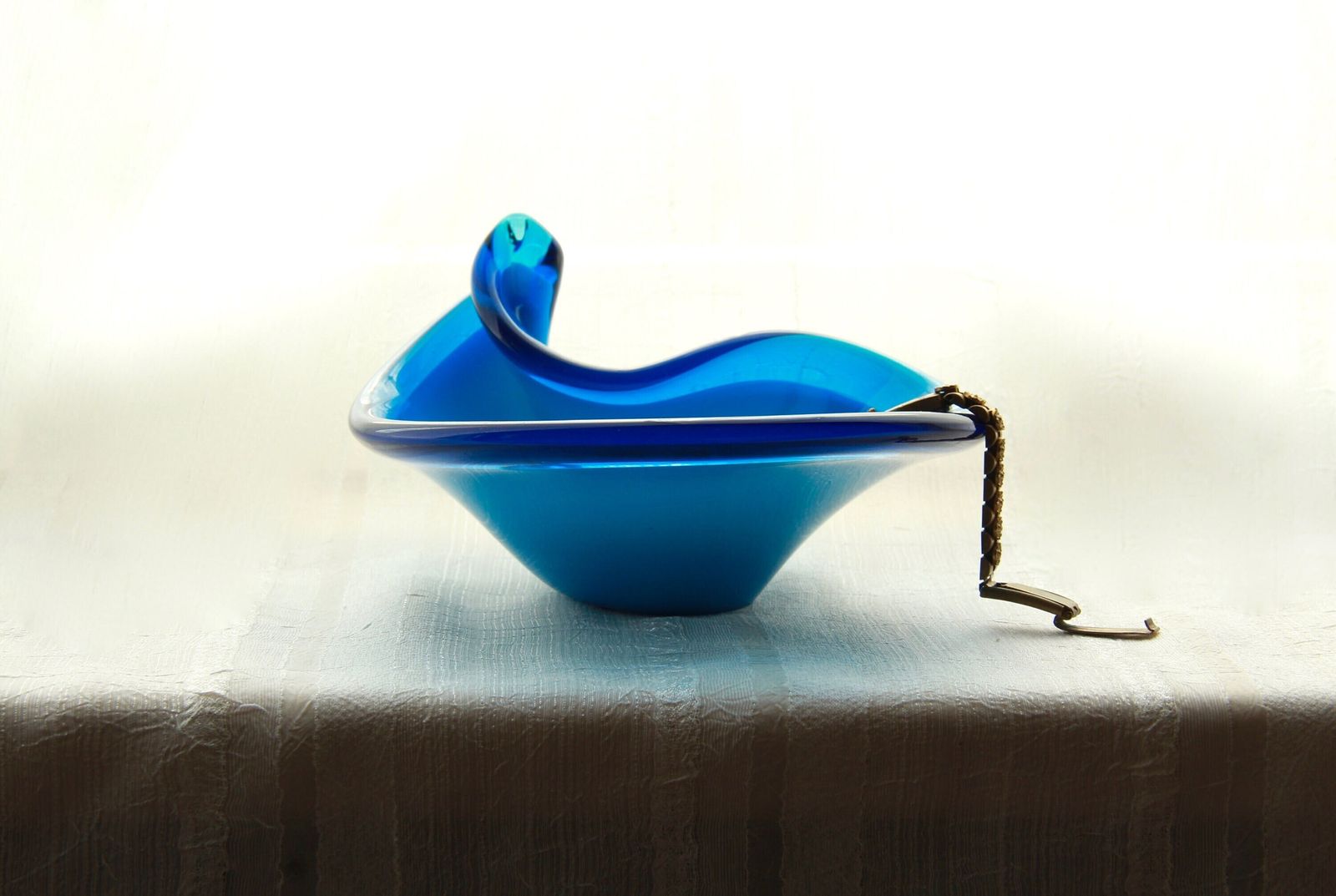 Anemone, Vintage Murano Glass Blue Bowl, Italy, 1970s