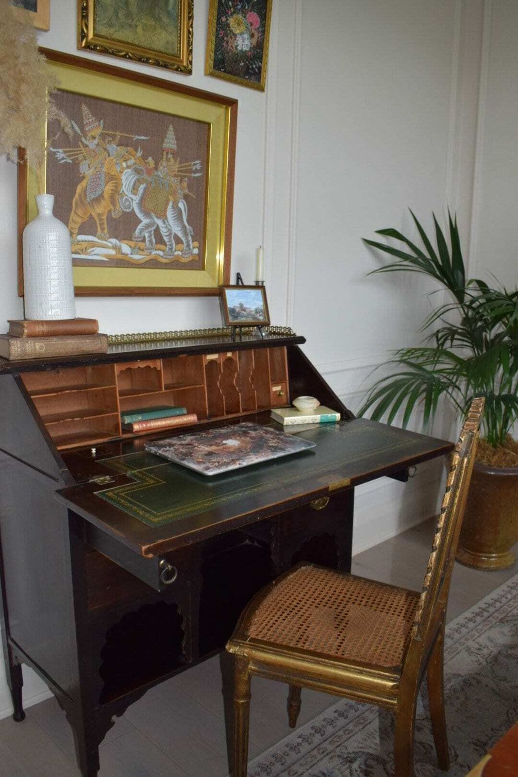 Charming Late 19th Century Edwardian Mahogany Bureau With Brass Gallery Rail photo furniture