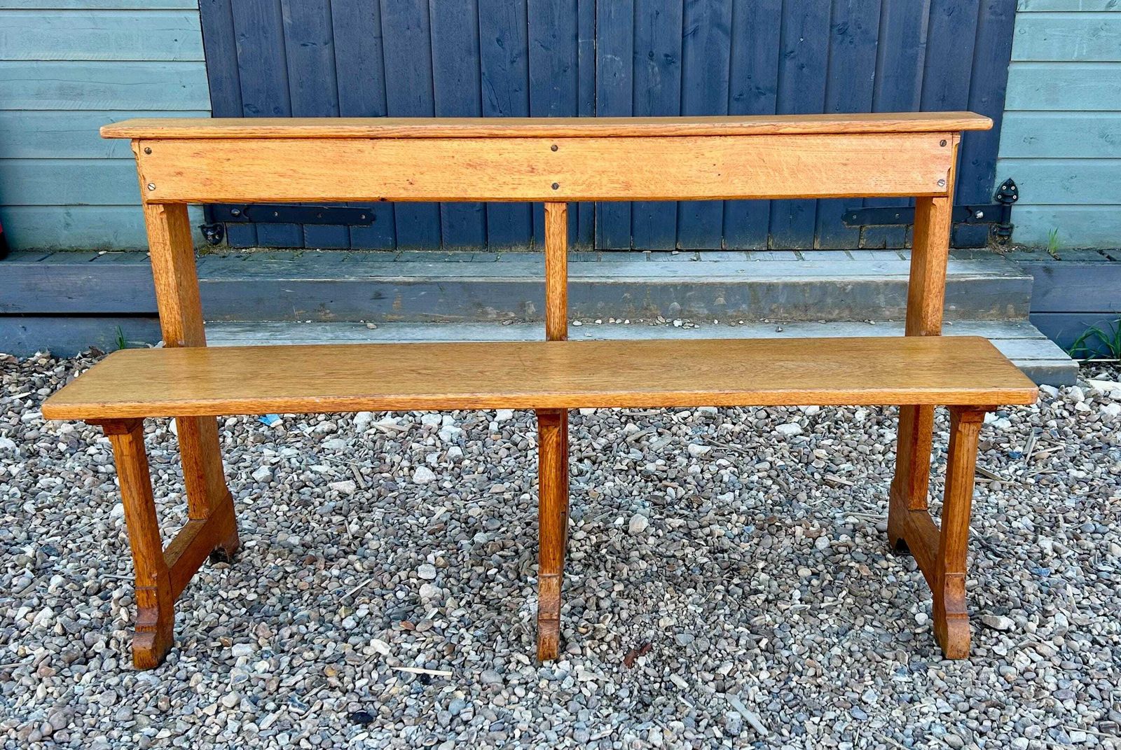 Gothic Oak Bench Wooden Kitchen Antique Vintage Retro Chair Seating Industrial Hall Side Victorian photo vintage