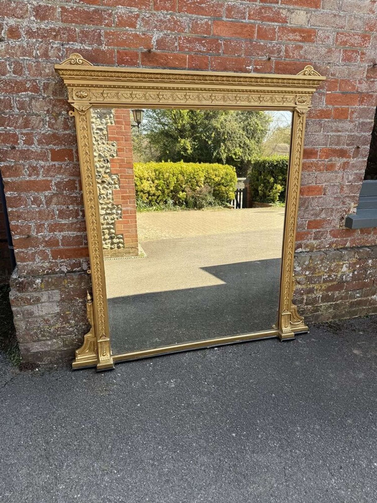 A Delightful Large Antique English 19th C Gilt Overmantle Mirror. photo vinterior