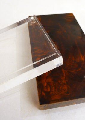 Jewelry Box In Faux Tortoiseshell And Acrylic Glass By Philippe Cheverny, 1970s photo Home Decor