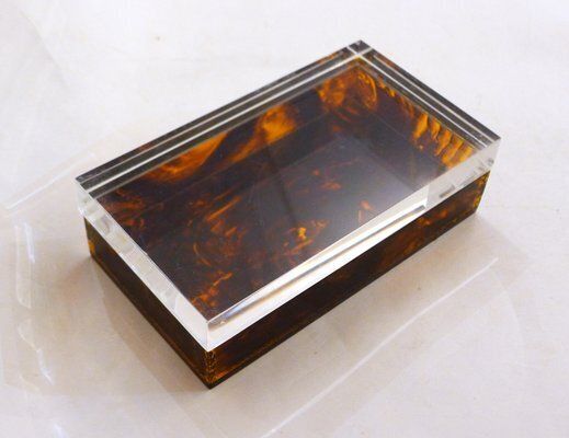 Jewelry Box In Faux Tortoiseshell And Acrylic Glass By Philippe Cheverny, 1970s photo 225.0