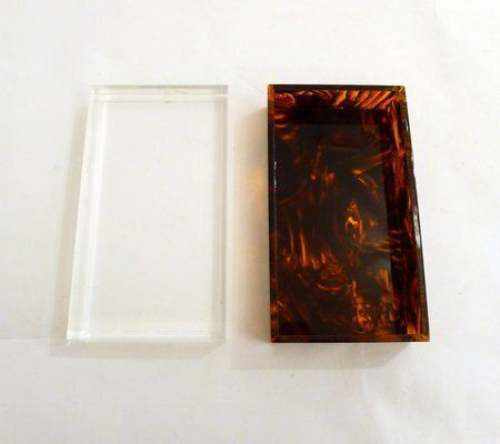 photo vintage Jewelry Box In Faux Tortoiseshell And Acrylic Glass By Philippe Cheverny, 1970s