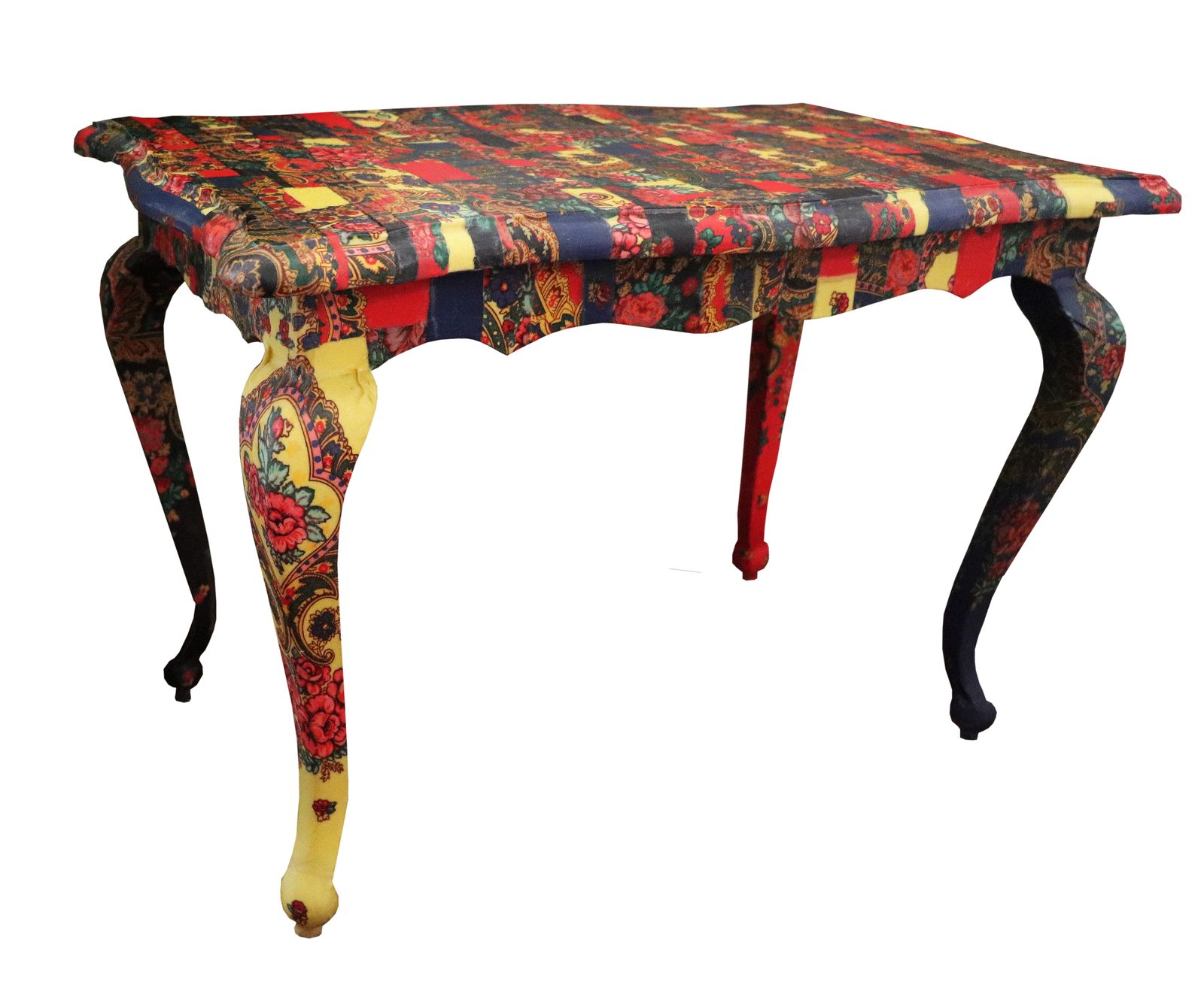 "Folklore" Restyled Coffee Table By Habitat Improver With Fabric Decoupage photo vinterior