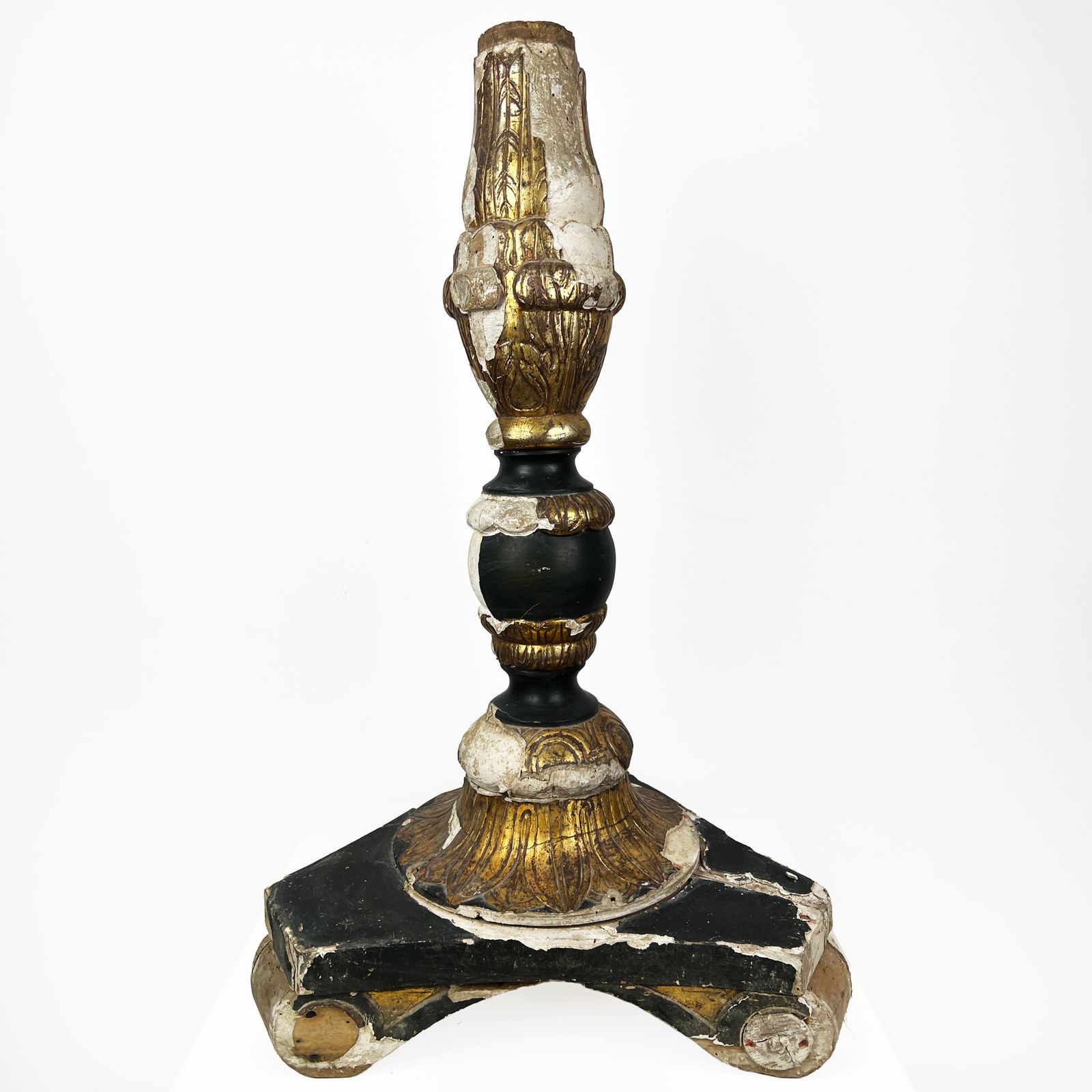 1700's Large Salvaged Gilt Wood Fragment, Baroque Altar Candlestick Base