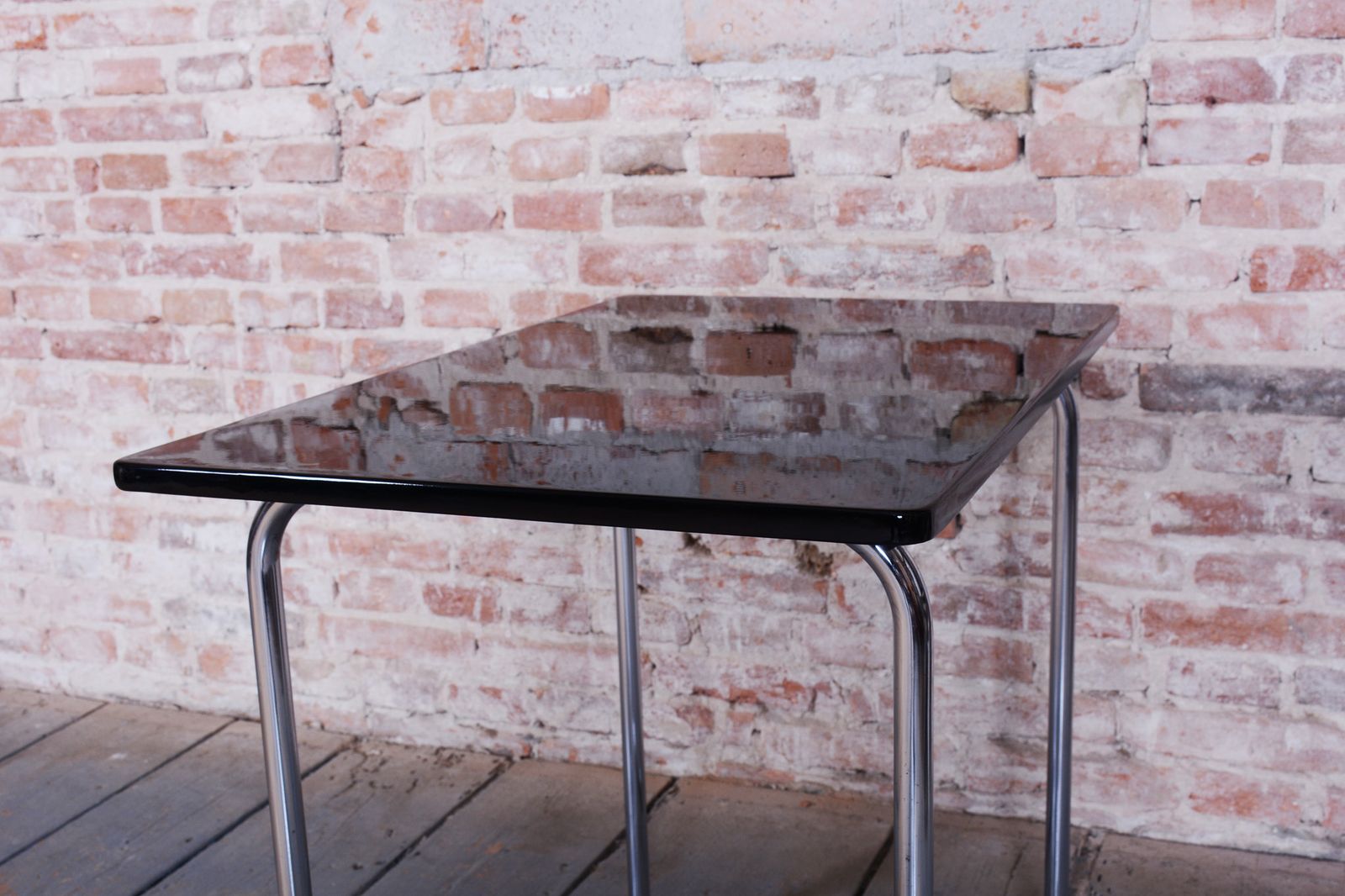 Restored Bauhaus Table, By Hynek Gottwald, Chrome Plated Steel, Czech, 1930s photo vintage